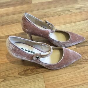Karl Lagerfeld Paris Blush Velvet Mary Jane Heel